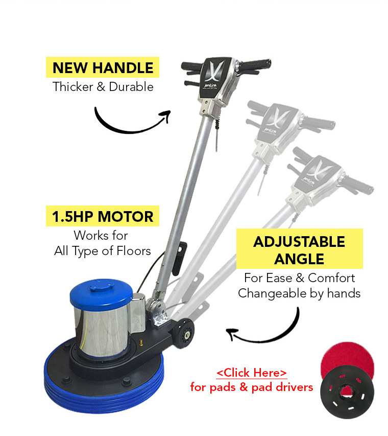 new handle, motor, adjustable angle, pads, pad drivers.